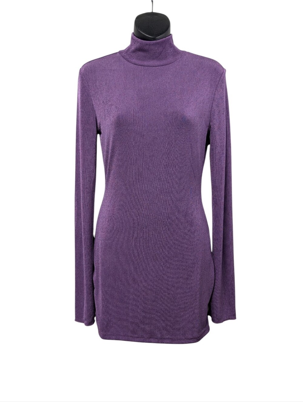 Sky to Moon Purple Mock Turtleneck Long Sleeve Mini Dress Size Large Bodycon